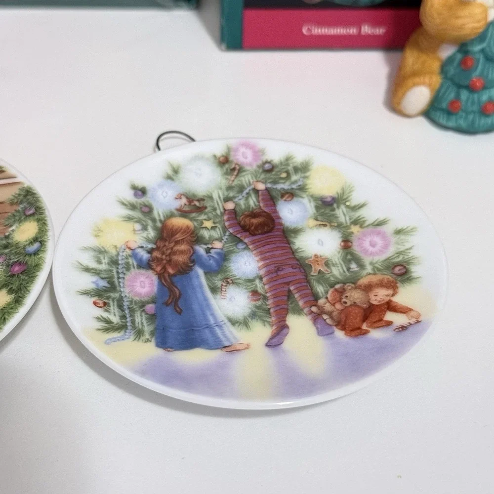 Vtg Hallmark Ornaments Lot Drummer Mouse Merry Bear Cookies Waiting Light Santa